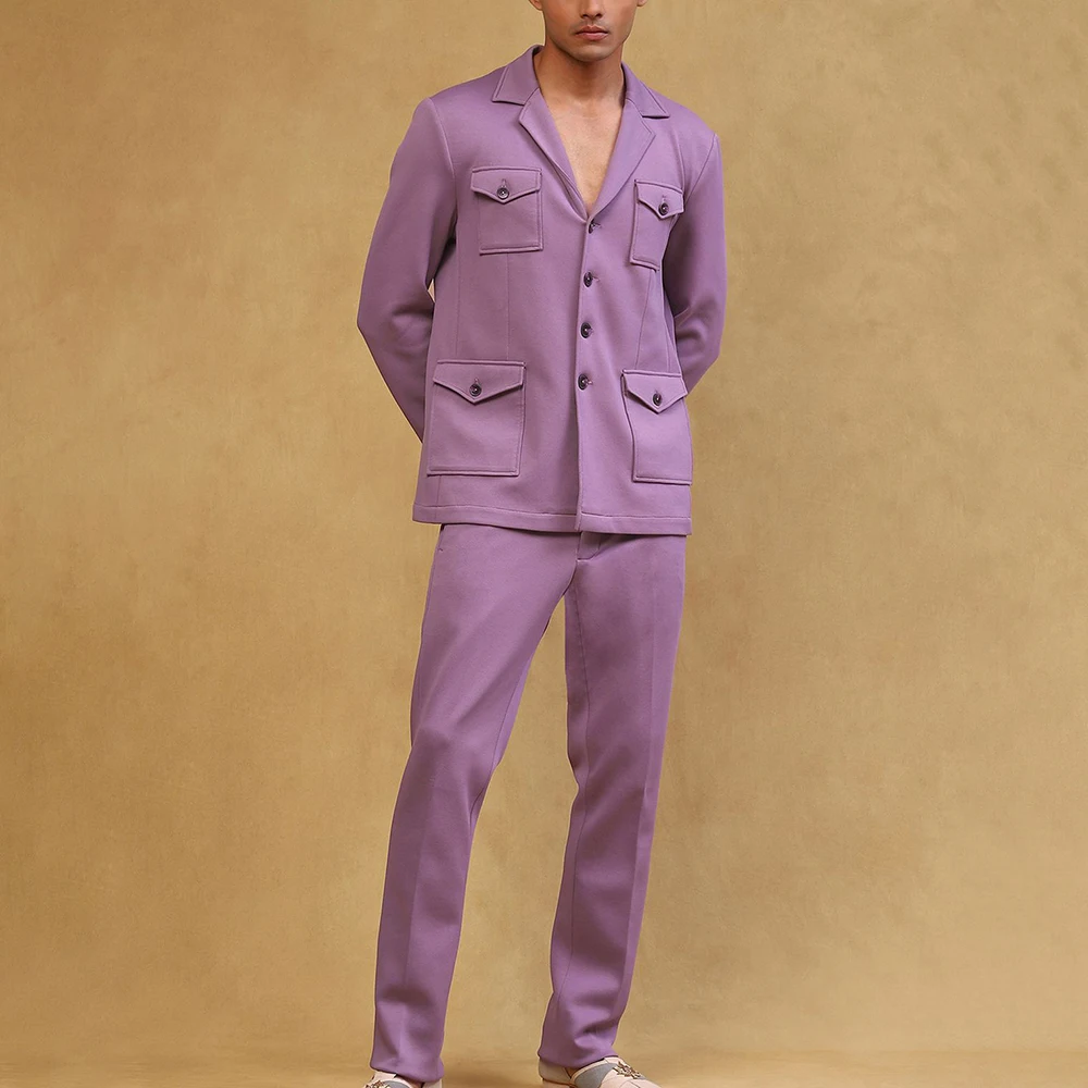 

Modern Men's Suit Designer Purple 2Piece(Blazer+Pants) Set Wedding Single Breasted Notch Lapel Daily Outfit Office Business Wear