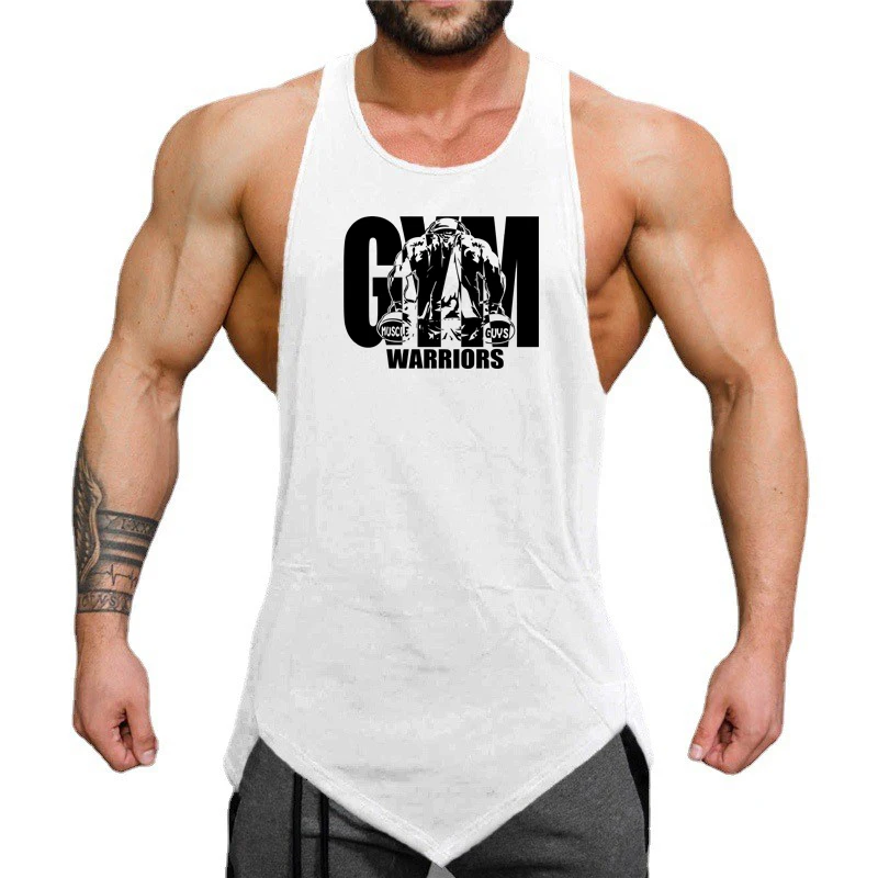 Mens Casual Sport Workout Tank Tops Gym Bodybuilding Fitness Muscle Singlets Summer Sleeveless Loose Cotton Breathable T-Shirts