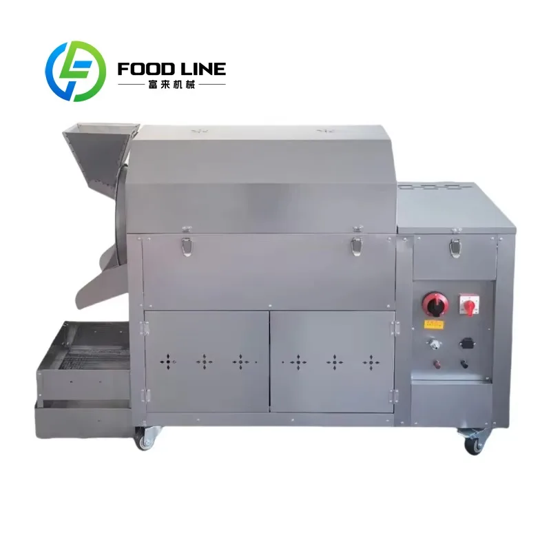 Heating Automatic Nuts Roaster Drum Pumpkin Seed Peanut Cocoa Bean Roasting Machine