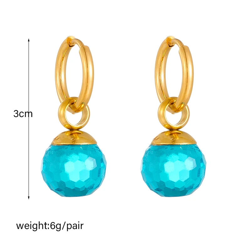 XIYANIKE 316L Stainless Steel Golden Earring Blue Green Candy Zircon Pendant Accessories for Women Jewelry Exquisite Gift Серьги