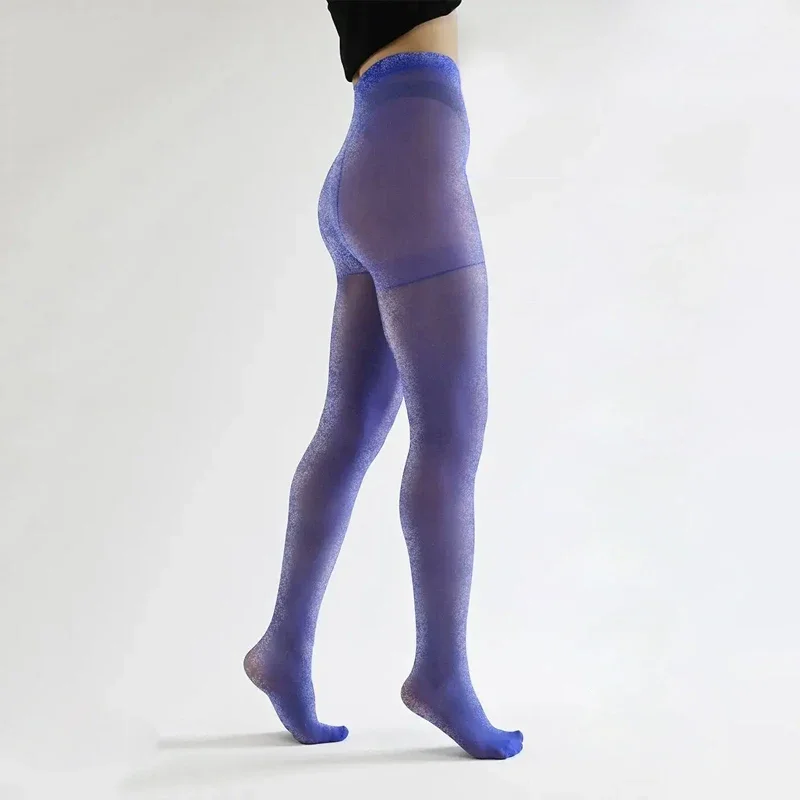 Kave 1pair 2024 Sexy Colored Tight Solid Color Sheer Stockings Shiny Pearlescent Socks Women Fashionable Sexy Legs Leggings