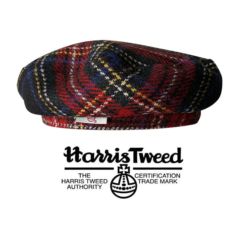 

Осень-зима фиолетовый берет для женщин | 100% чистая шерсть Harris Tweed Модная роскошная винтажная шляпа художника в британском стиле