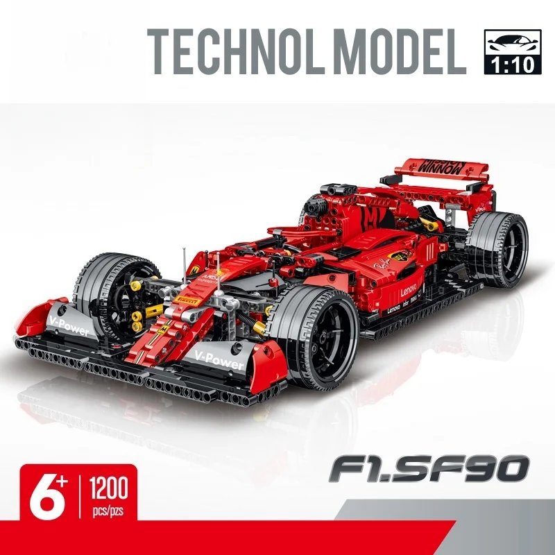 New Technical Red F1 Formula City Speed Racing Car Building Blocks Bricks Famous Sport Vehicle Model Boys Assembly Toy Kid Gift