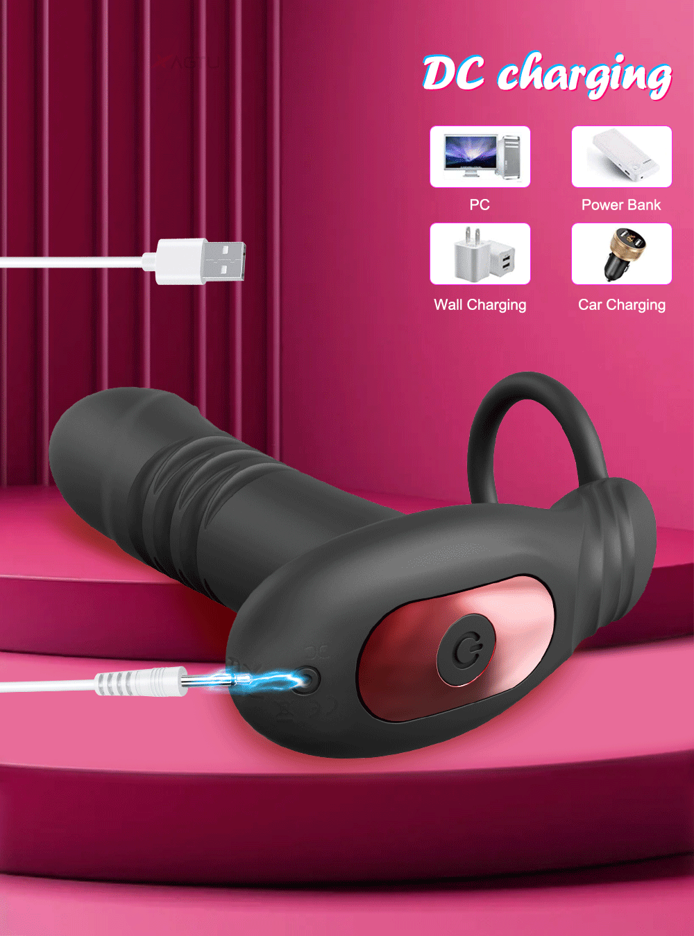 Male 2-in-1 Cock Ring and Anal Butt Plug Vibrator