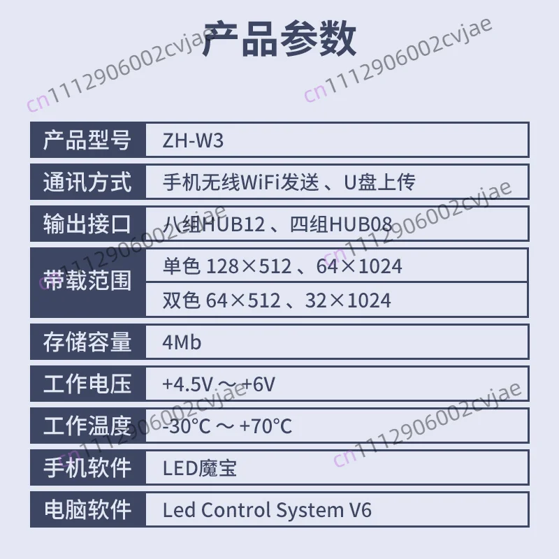 Control card ZH-W3 mobile phone wireless wifi word change outdoor U disk single two-color LED display U3 W3