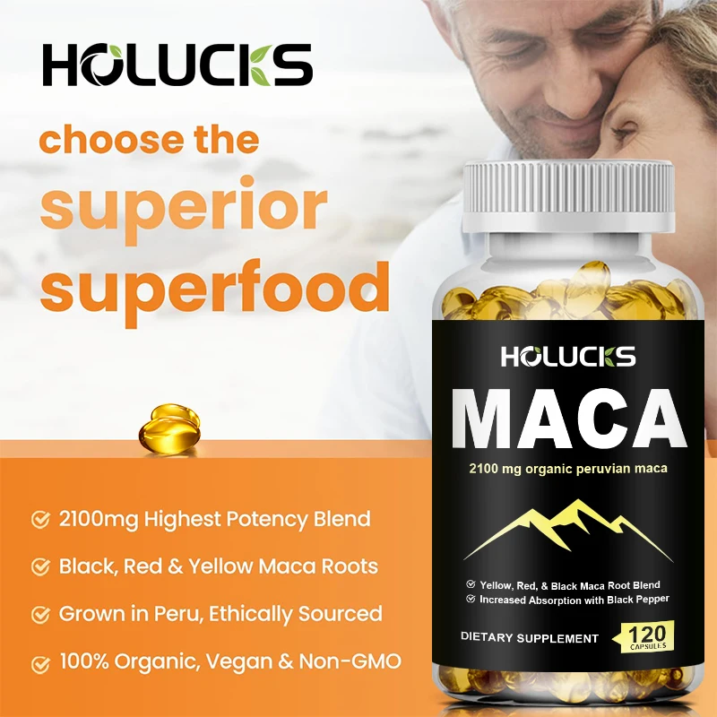 Organic Maca Root Capsules for Women & Men | 2100mg, Highest Potency Maca Root Powder Supplement | Supports Mood & Energy