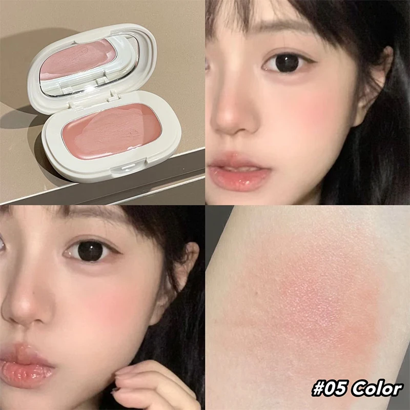 บลัชออนเนื้อครีมแบบธรรมชาติ กันน้ำ เนื้อแมท สีพีช บลัชออนสำหรับใบหน้า ชุดพาเลทท์แต่งหน้า คอนทัวร์ ช่วยเพิ่มความสว่างให้ใบหน้า สำหรับผู้หญิง
