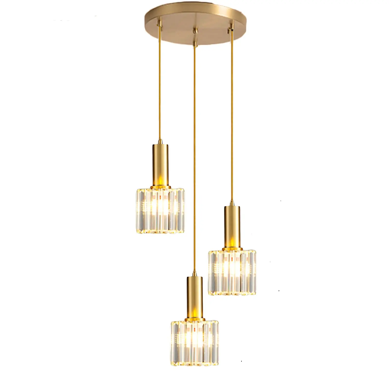 

Modern Mini Crystal Pendant Light 3 Head, Gold Hanging Lamp Dining Table, Ceiling Pendant Light E27 for Living Kitchen Island