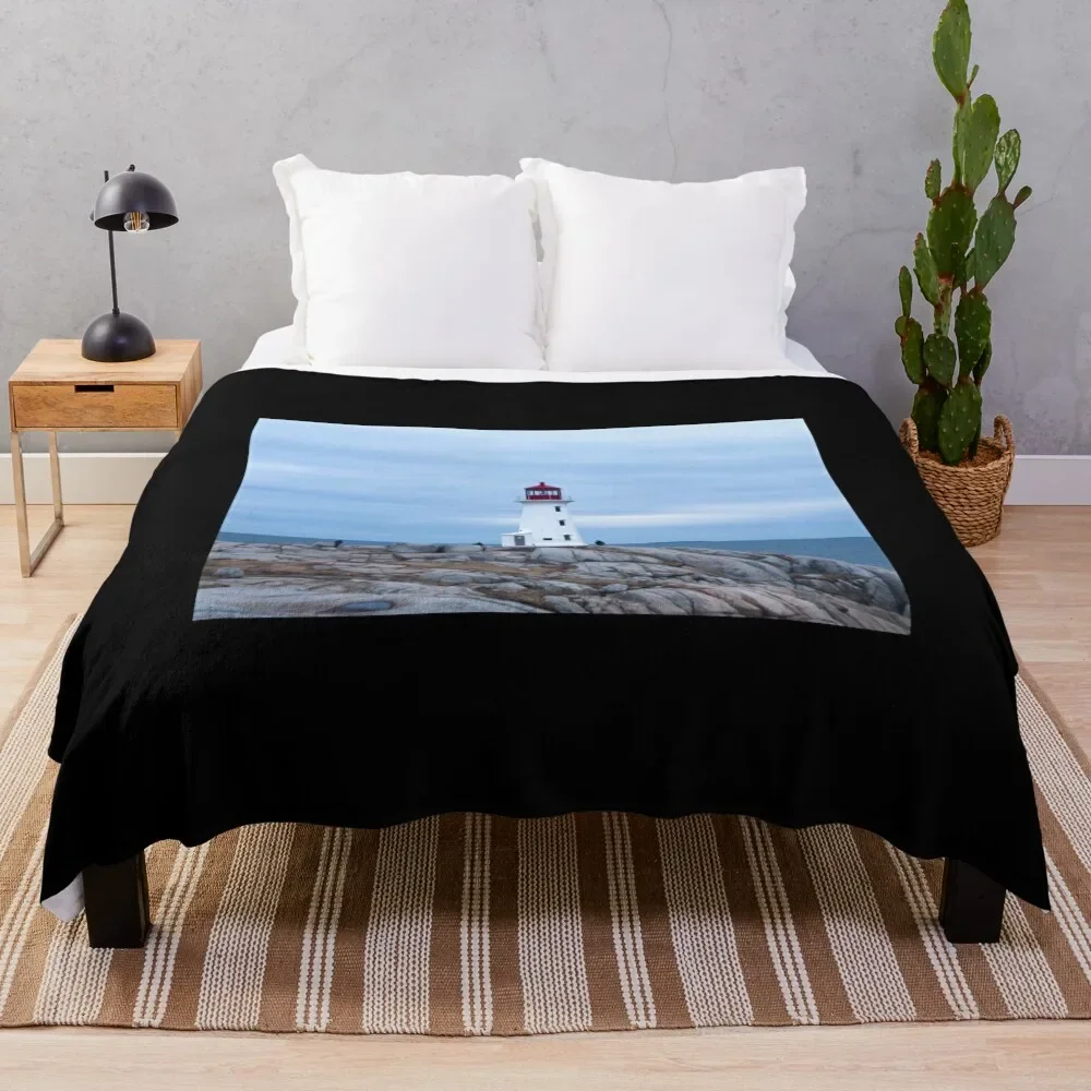 Peggy's Cove Lighthouse in Nova Scotia Throw Blanket Decorative Sofas Travel Blankets