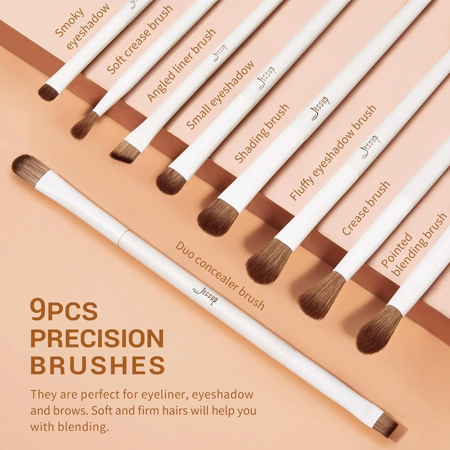 14-delige premium synthetische make-upborstelset voor Foundation Contour Blush Concealer Oogschaduw Blending Liner Kit Lichtgrijs