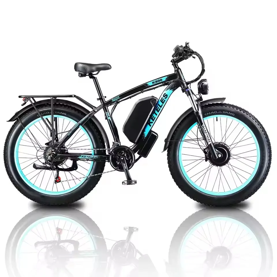 AliExpress NONE KETELES K800 Dual Motor Adult Electric Bike, 2000W 85N.M Brushless Hub Motor, 48V 23Ah Removable Battery, 26"*4.0 Fat Tire Full Suspension, Hydraulic Disc Brake, LCD Display with USB Charging, 54km/h
