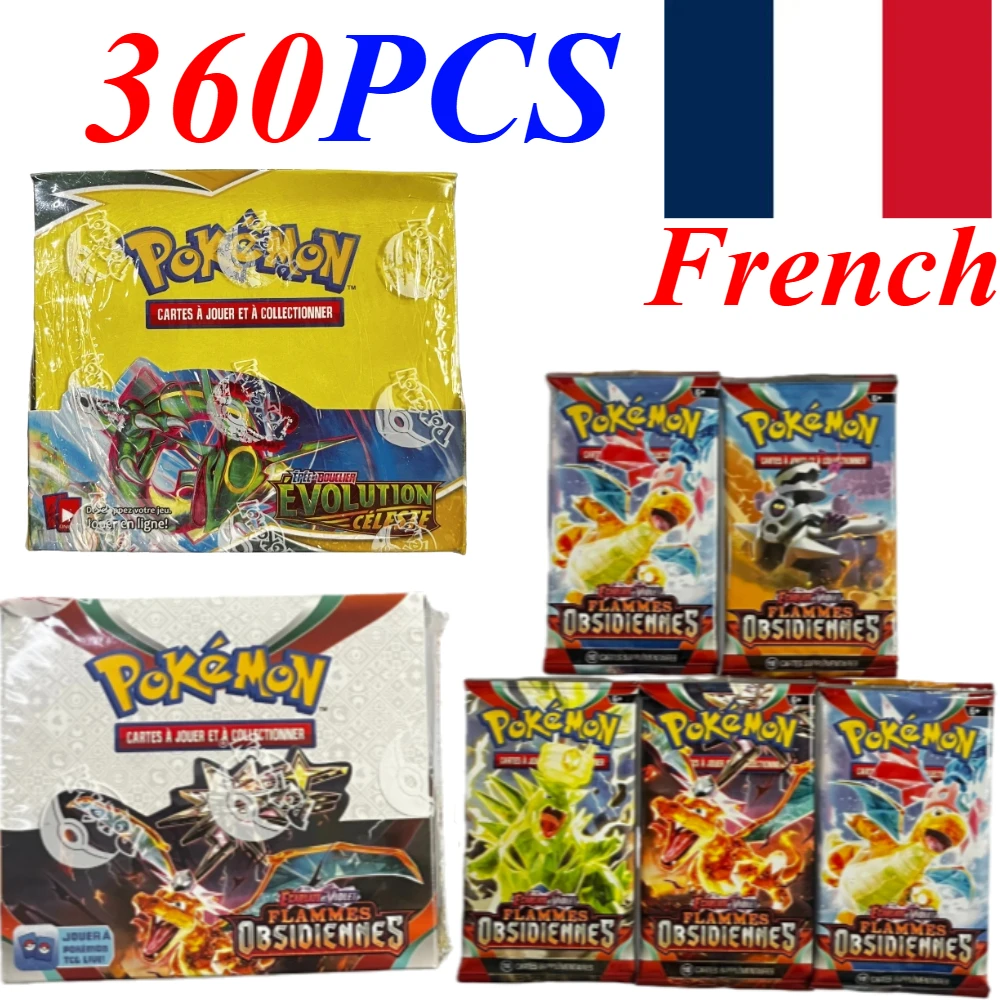 36 paquets de cartes Pokemon françaises, flammes d'obsidienne, violoncelle, radince Astral, Booster Pokémon, carte de Transaction de combat, jouet cadeau