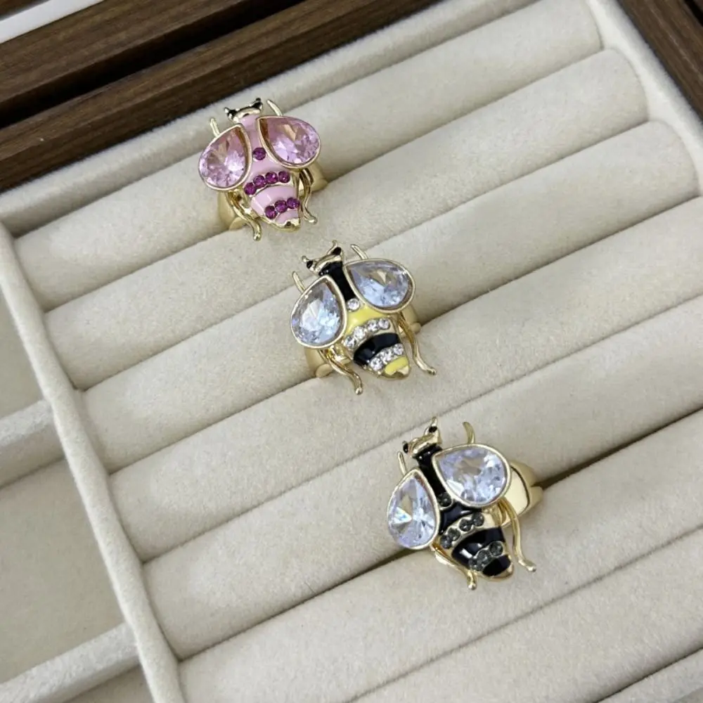 فاسق خمر النحل الدائري المينا تصميم Y2K نمط حجر الراين النحل الدائري لطيف تصميم اليدوية الملونة النحل الدائري أسلوب فاسق