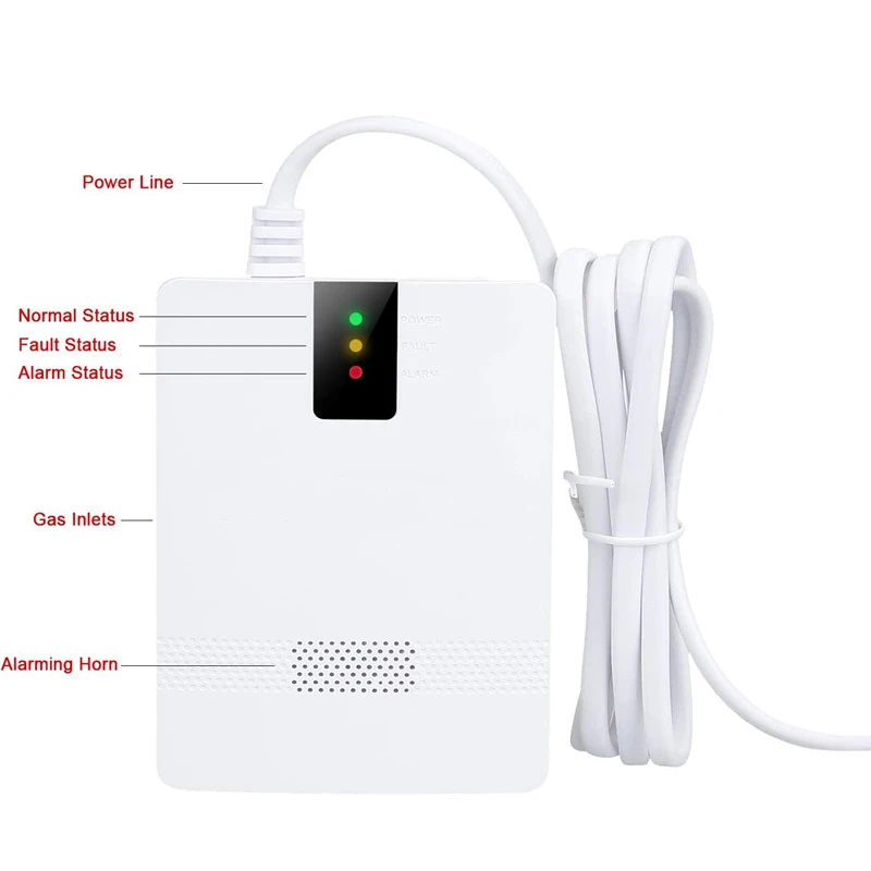 JKD-812 AC Plug Smart Gas Leakage Sensor Combustible Methane Propane CH4 LPG Natural Gas Detector Alarm With Indication Light