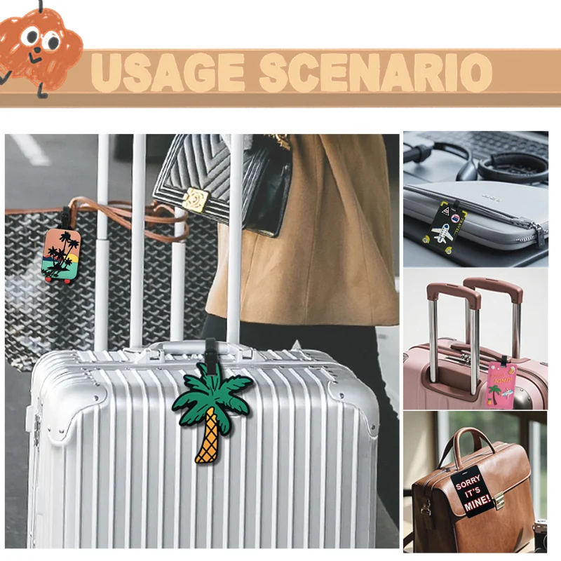 إكسسوارات السفر العصرية، حيوانات لطيفة، علامات الأمتعة، حقائب الأمتعة المصنوعة من السيليكون، إضافة الهوية، رفوف الأمتعة، ممر الصعود، بورتا