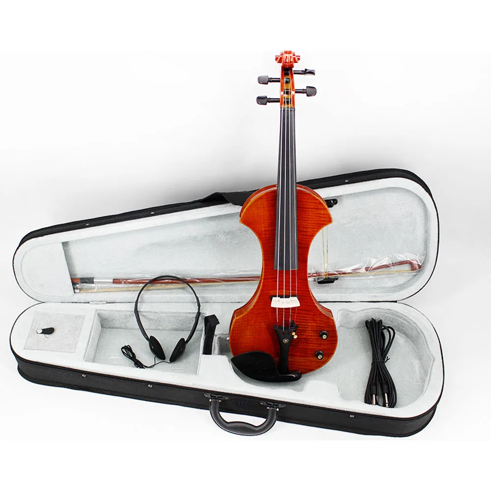 4/4 Size With Case Bow Strings For Beginner Students Advanced Solid Wood Electric Violin with Case Bow