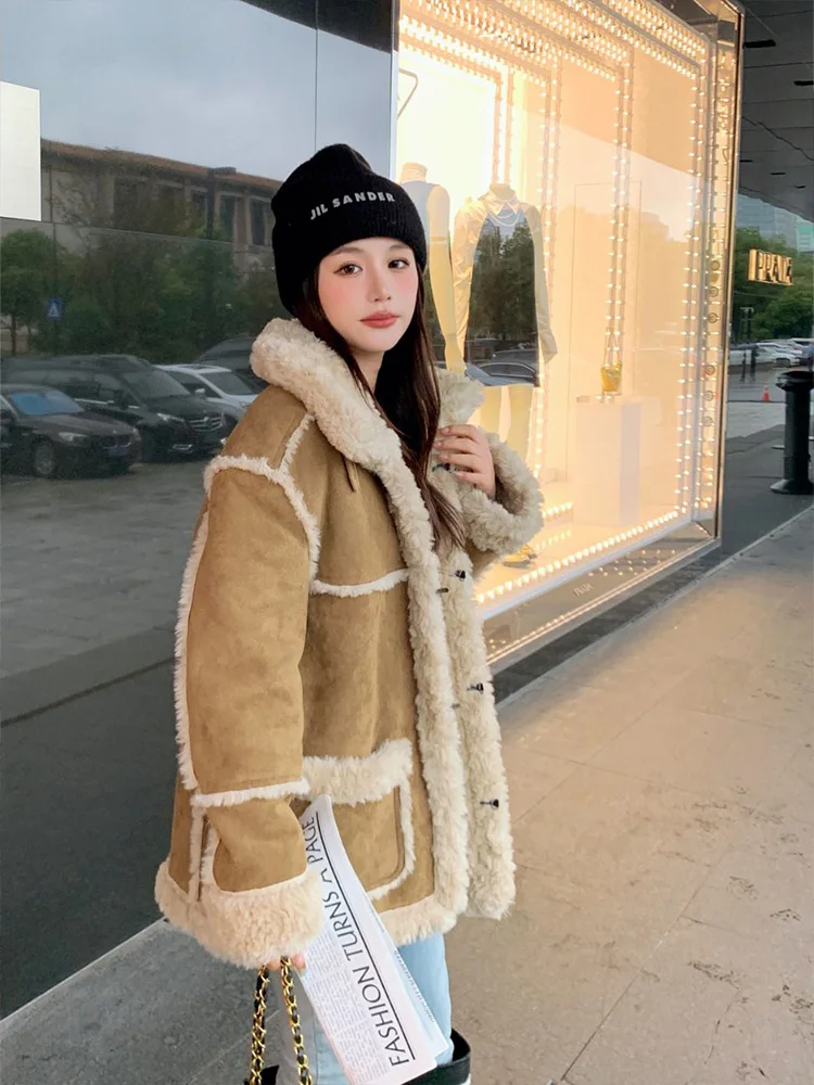 Chaqueta de lana de cordero cárdigan para mujer tapeta frontal apertura Central acceso primario entrada principal puerta de enlace principal jefe Ins