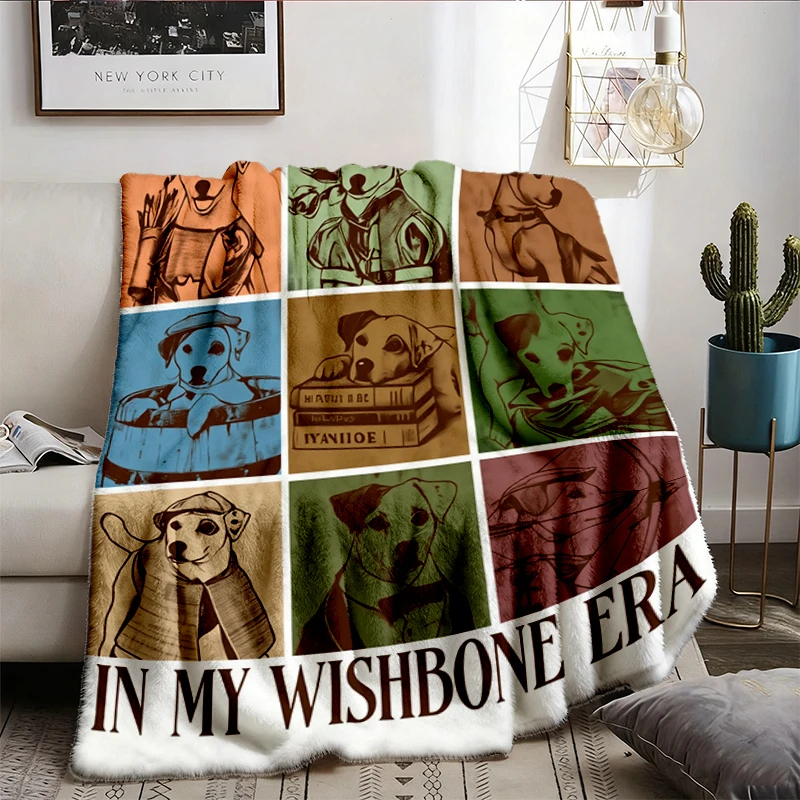 In My Wishbone Era Flannel Blanket, Literary Dog Lover Throw, Jack Russell Bookish Gift
