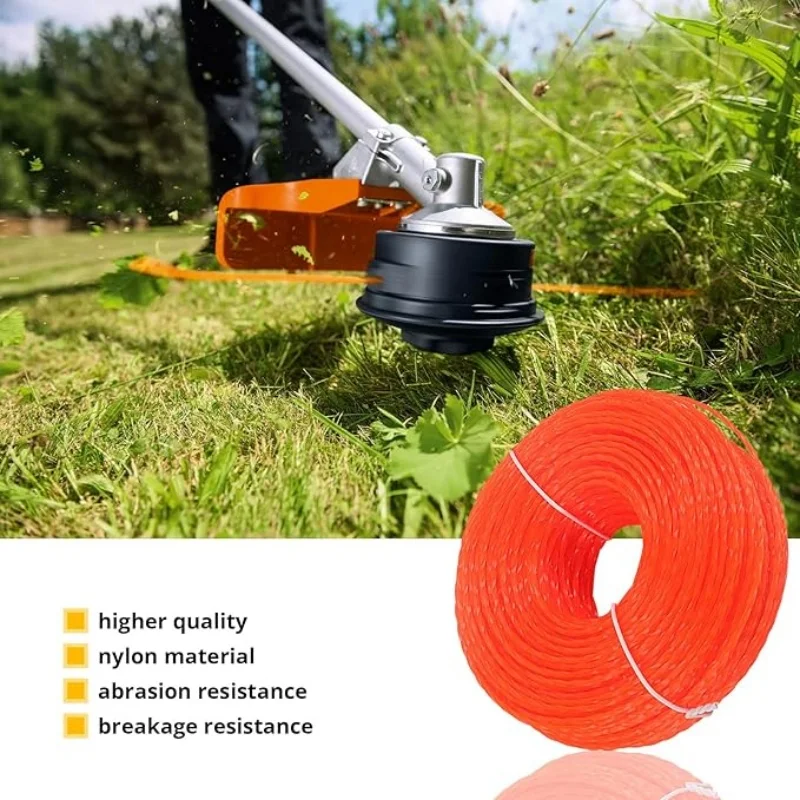 2.4mm/3mm 15M Twisted Nylon Trimmer Line Spool, Abrasion‑Resistant Replacement Cutting Wire for Lawn Grass Trimmer