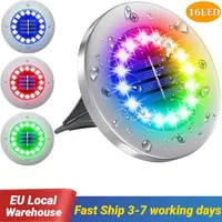 16leds Solar Ground Lights, Waterproof Outdoor Lights for Garden Yard Patio Pathway Driveway Deck, Multicolor Solar Disk Lights