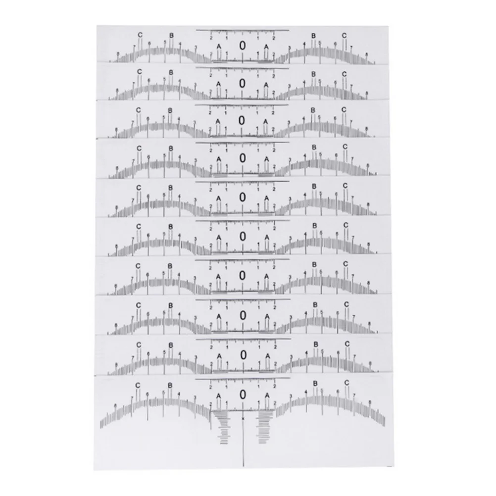

10pcs Professional Plastic Eyebrow Ruler Set Disposable Brow Stencil Guide Microblading Template For