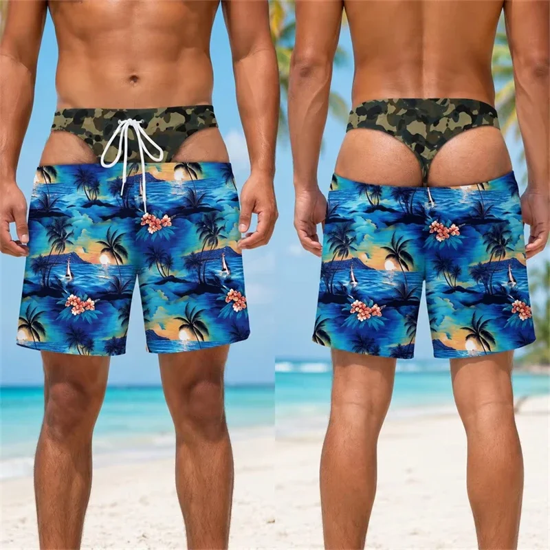 2026 Lustige Badehose mit Fake-Po-Print für Sommer, Strand, Urlaub, Party, Hawaii-Shorts, lustiges Geschenk für Freund, Ehemann, Freund. – Detail 8