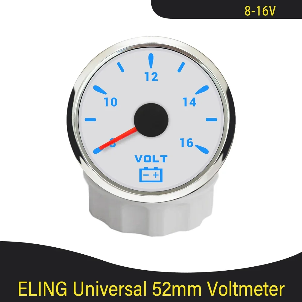 Waterproof 52mm Voltmeter Volt Gauge 8-16V 16-32V with 7 Colors Backlight for Boat Automobile Motorcycle Yacht 12V 24V