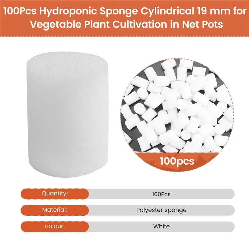 BAAJ-100Pcs Hydroponic Sponge Cylindrical 19 Mm For Vegetable Plant Cultivation In Net Pots, Plant Growth Accessories