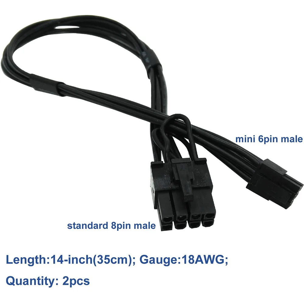 

Professional Mini 6-Pin To 8-Pin Pcie PCI-E Video Card Power Cable For Mac Pro Tower (Pack Of 2)