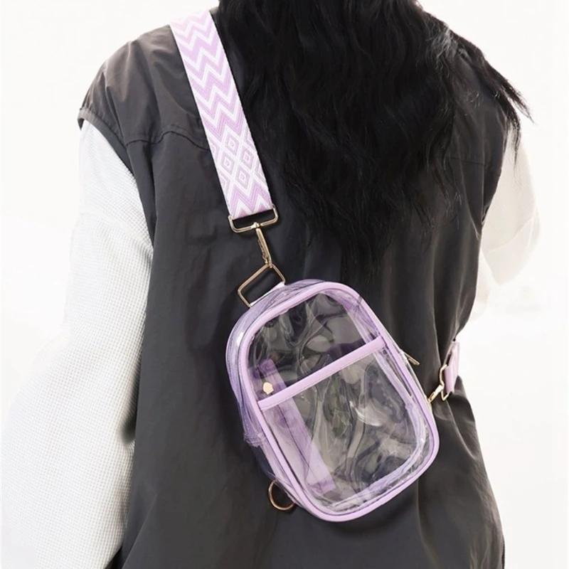 Clear Sling Bag Trendy Clear Fanny Pack Casual PVC Crossbody Bag Purses for Men Women Transparent Chest Bag with Adjustable Stra