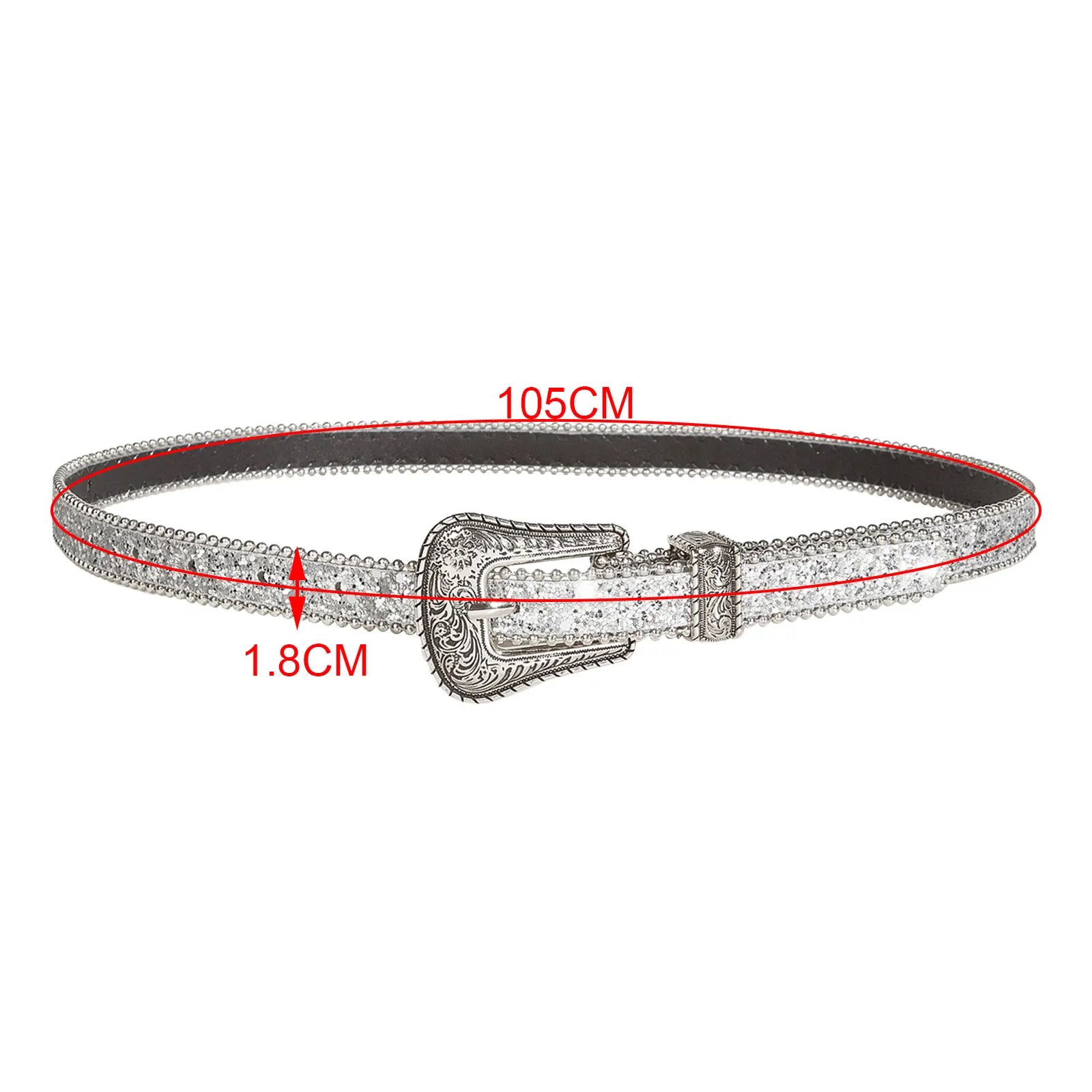 Men Women Rhinestone Belt Western Cowgirl Cowboy Bling PU Leather Belt Jeans Pants for Trendy Costume Accessories Eyelet Belt