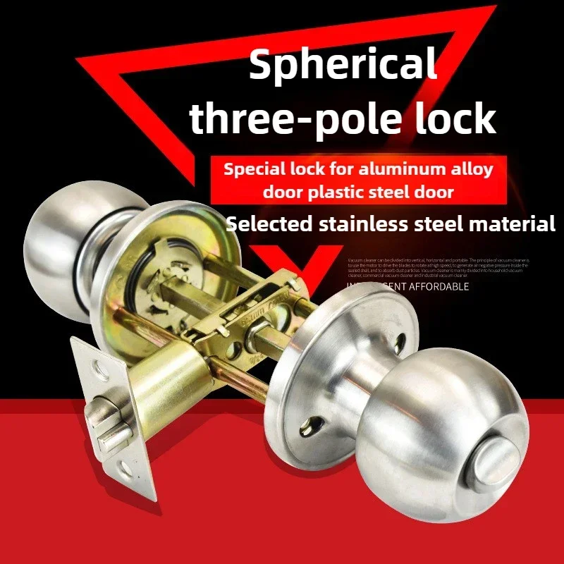 

New Spherical Three-bar Lock Spherical Aluminum Alloy Door Special Lock Suitable for 50mm-110mm Thick Door Lock Tongue Adjustabl