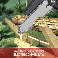 Mini Chainsaw 4 Inch 6 Inch Portable Chainsaw with Security Lock 2 Chains 21V Rechargeable Battery Operated Electric Chainsaw
