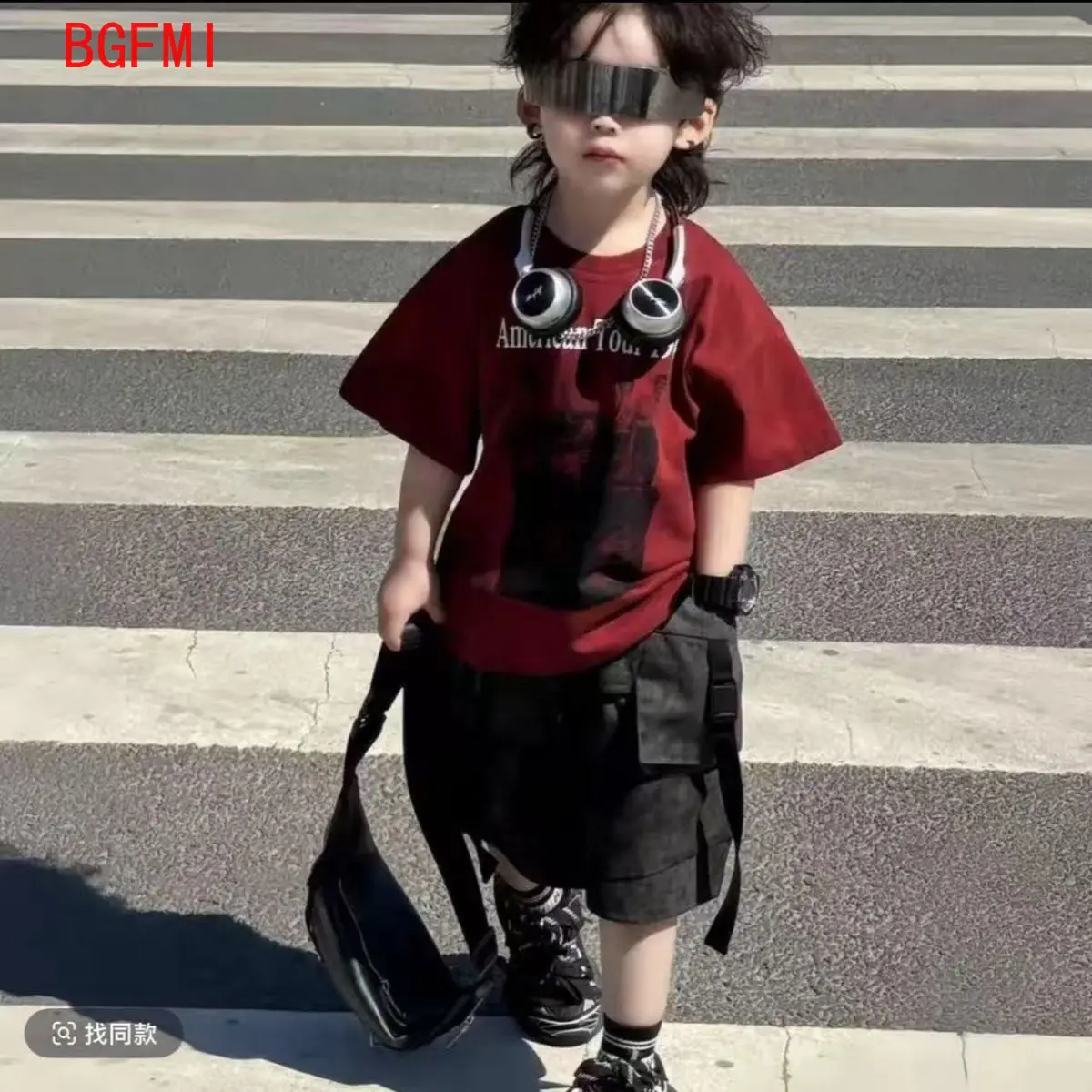 

Korean 2025 New Boy's Clothing Set Kids Cartoon Tie Dye Short Sleeved T-shirt Shorts Handsome 2pcs Set 2-10 Y Children's Costume