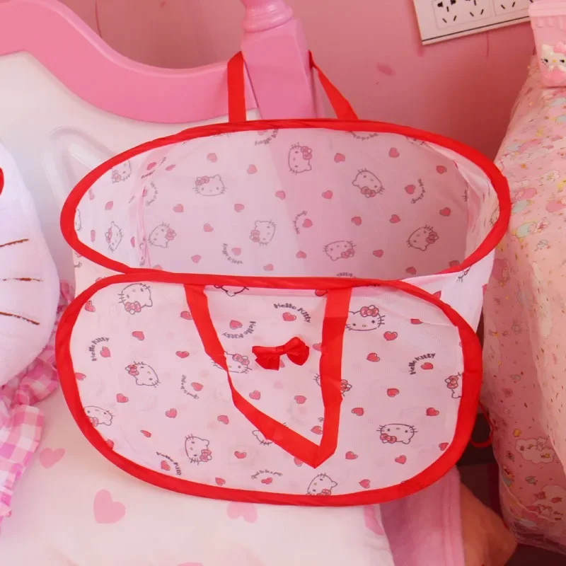 Sanrio Hello Kitty Laundry Basket Foldable Dirty Clothes Basket Household Fabric Storage Bucket Sundries Organizing Container