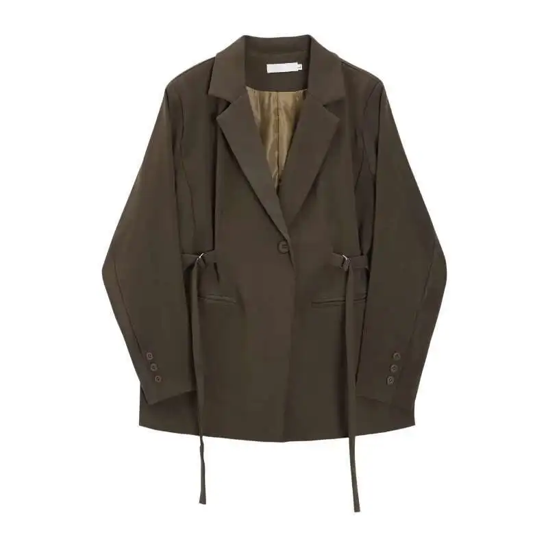 YYAHAHAS Belt Spliced Design Blazer Women Vintage Notched Collar Single Button Coat Fashion 2026 Spring New Clothing