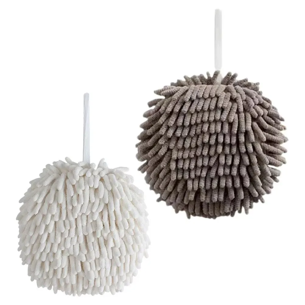 1-4Pcs Hanging Chenille Hand Wipes Kitchen Bathroom Hand Towel Ball With Hanging Loops Quick Dry Soft Absorbent Microfiber Towel