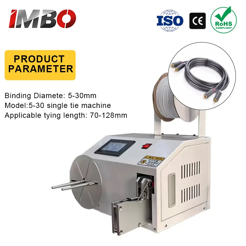 Multifunctionele automatische kabelwikkel- en bindmachine 5-30 mm bundel touchscreen voor USB/HDMI/stroomkabels, ronde/lange/8-vormige binders