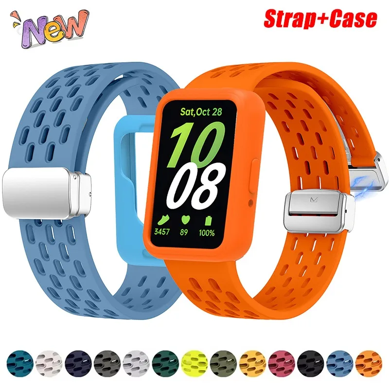 Silikon-Magnetschnalle + Hülle für Samsung Galaxy Fit 3, Sportarmband für Galaxy Fit3, TPU-Softshell und atmungsaktives Band