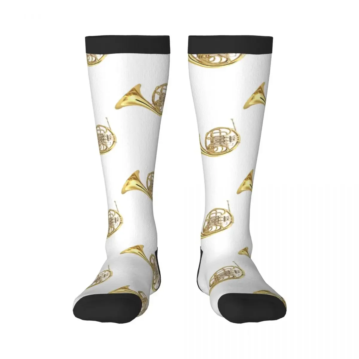

Casual Socks French Horn Pattern Long Harajuku Retro Business Socks