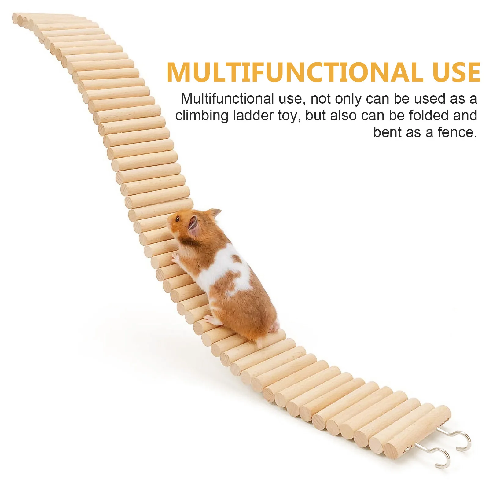 

Multifunctional Hamster Ladder for Small Pets Wooden Climbing Playground Cage Ornament with Bendable Fence Design Guinea Pig