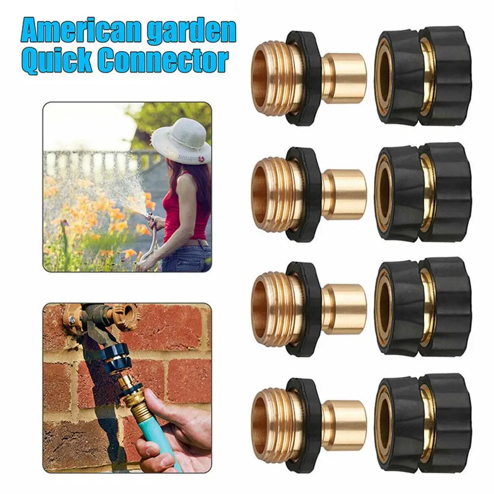 4pcs/set Garden Hose Adapter - 3/4 Inch Male To Male Female To Female Brass Connector For Hose Repair Garden Hose Fittings