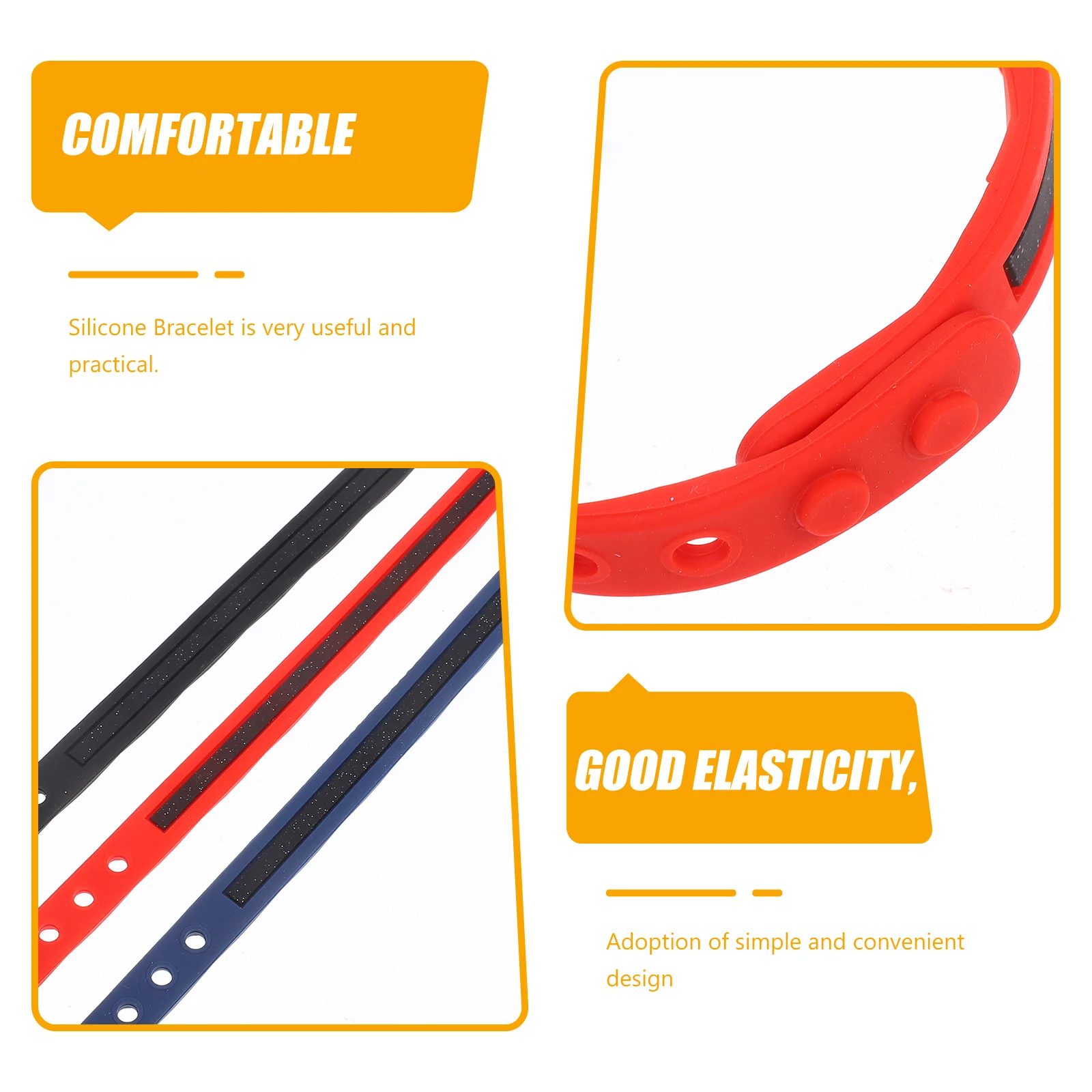 3 قطع من سوار معصم السيليكون المضاد للكهرباء الساكنة للجنسين، سوار متين مقاوم للعرق للارتداء اليومي، ممارسة الرياضة واللياقة البدنية للرجال والنساء