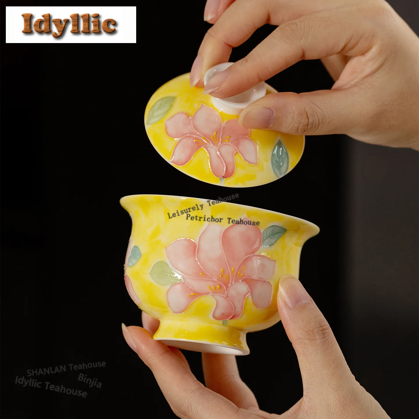 

140ml Hand-painted Lily Flower Gaiwan Zen Tea Tureen Household Tea Bowl With Lid Kit Tea Maker Cover Bowl Teaset Collection Gift