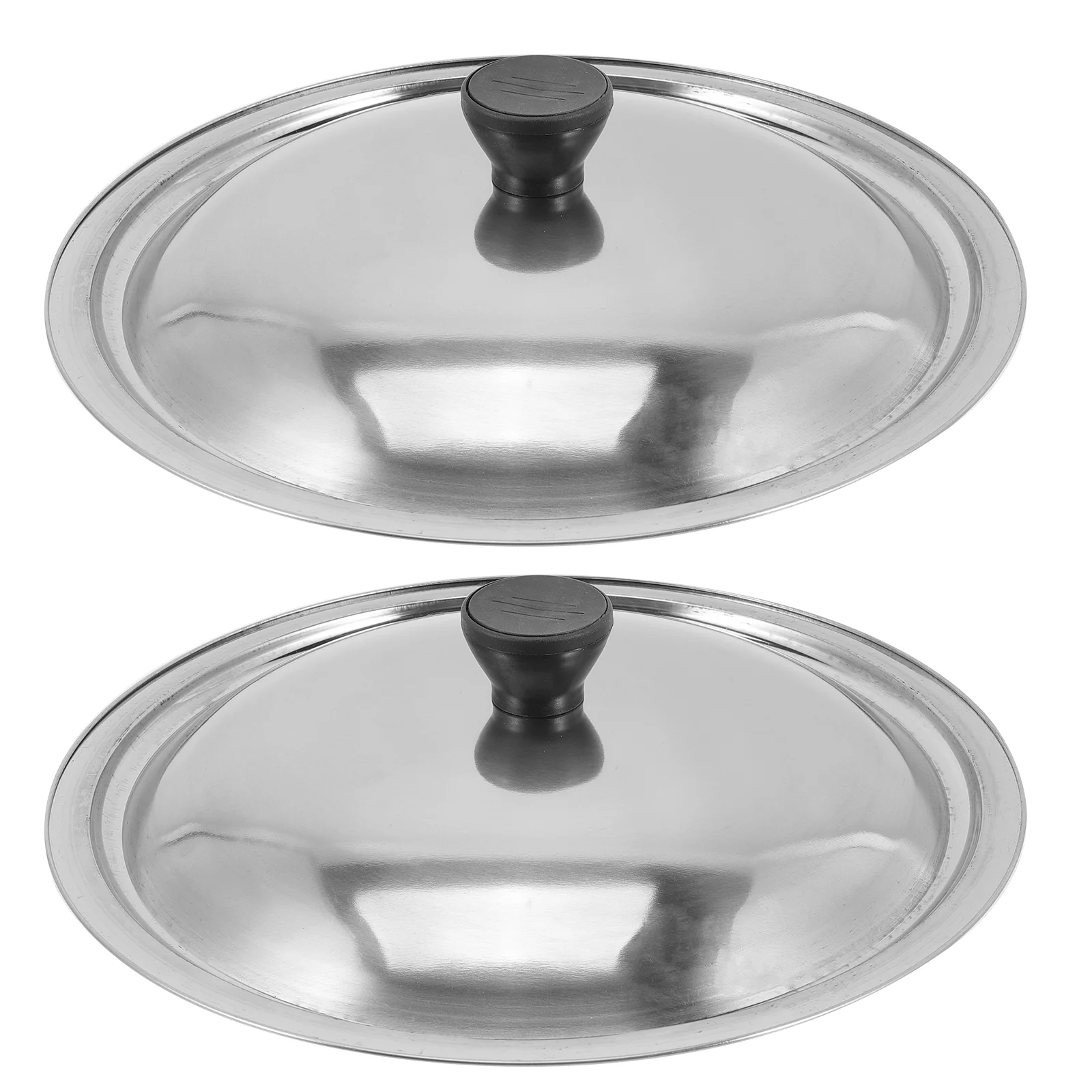 

2 Pcs Boil over Stopper Fire Stove Cover Grilling Platter Round Pan Silver Stainless Steel Pot Lid Baking Dish with