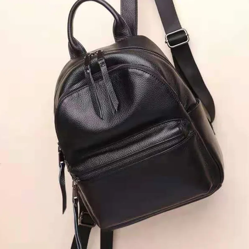 2024 New Fashion Genuine Leather Women Backpacks Luxury Brand Female Real Natural Leather Ladies Girl Student Casual Backpack