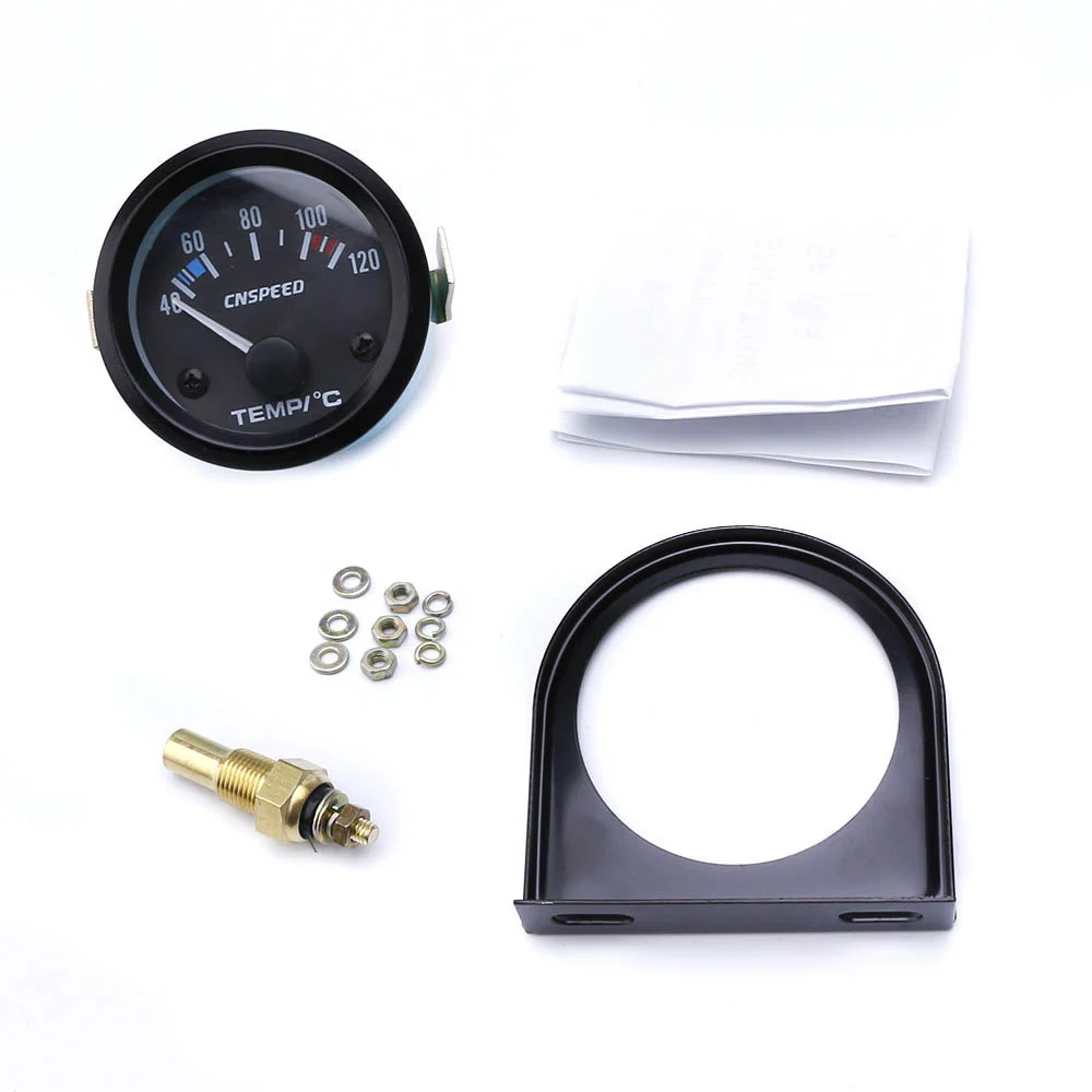 12 فولت 2 بوصة 52 مللي متر مقياس درجة حرارة الماء المبرد للسيارة 40 ℃ -120 ℃   مؤشر مقياس تلقائي أبيض LED الخلفية متر مع مستشعر درجة حرارة الماء