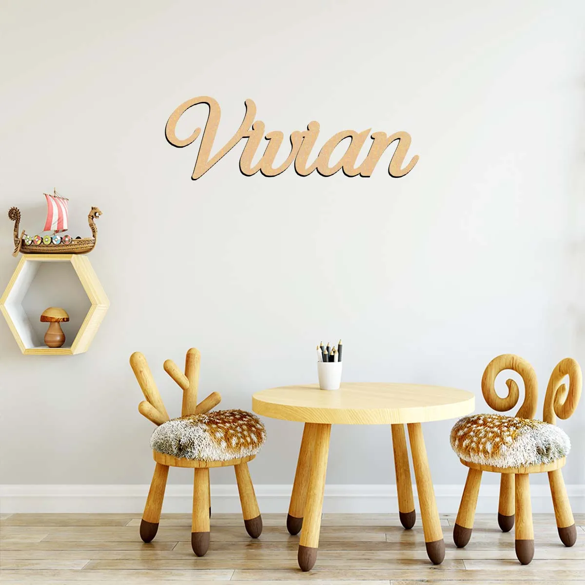 

1 шт. Милая деревянная табличка Vivian с индивидуальной гравировкой, лазерная резка, уникальный декор для спальни