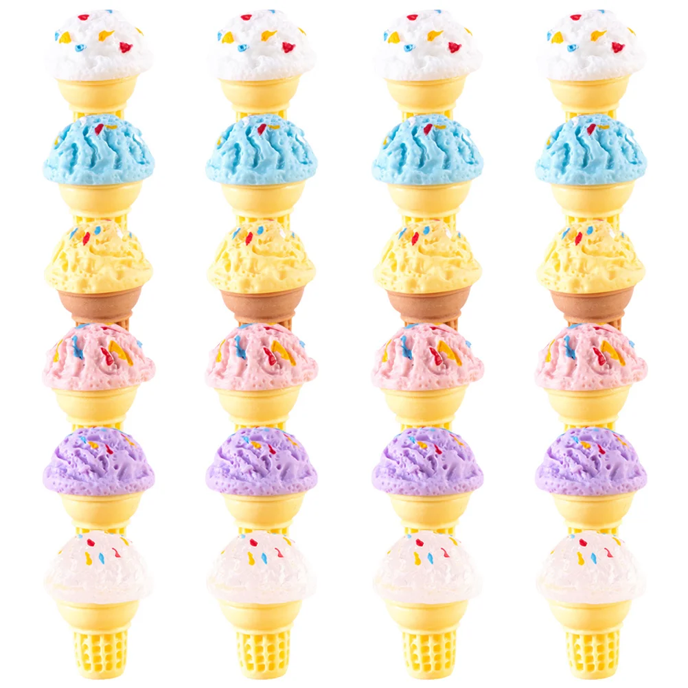 24 قطعة آيس كريم صغير الحلو مخروط الغذاء اللعب الراتنج محاكاة الحلوى لملحقات المنزل الصغير ديكور ذاتي الصنع منزل الدعائم المطبخ #4