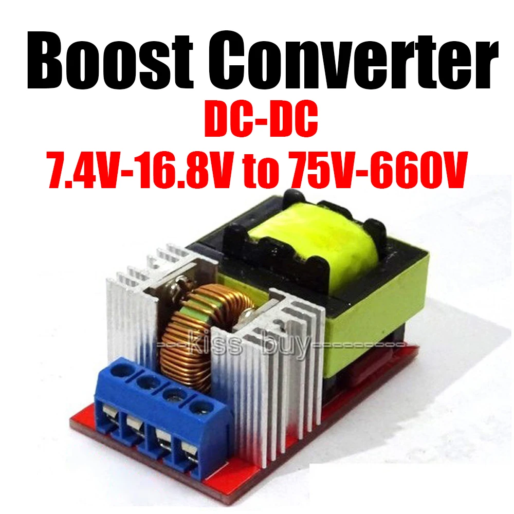 200W Electromagnetic Gun Charger DC-DC 7.4V-16.8V To 75V-660V Battery Boost Capacitor Charging ZVS Booster Power Module